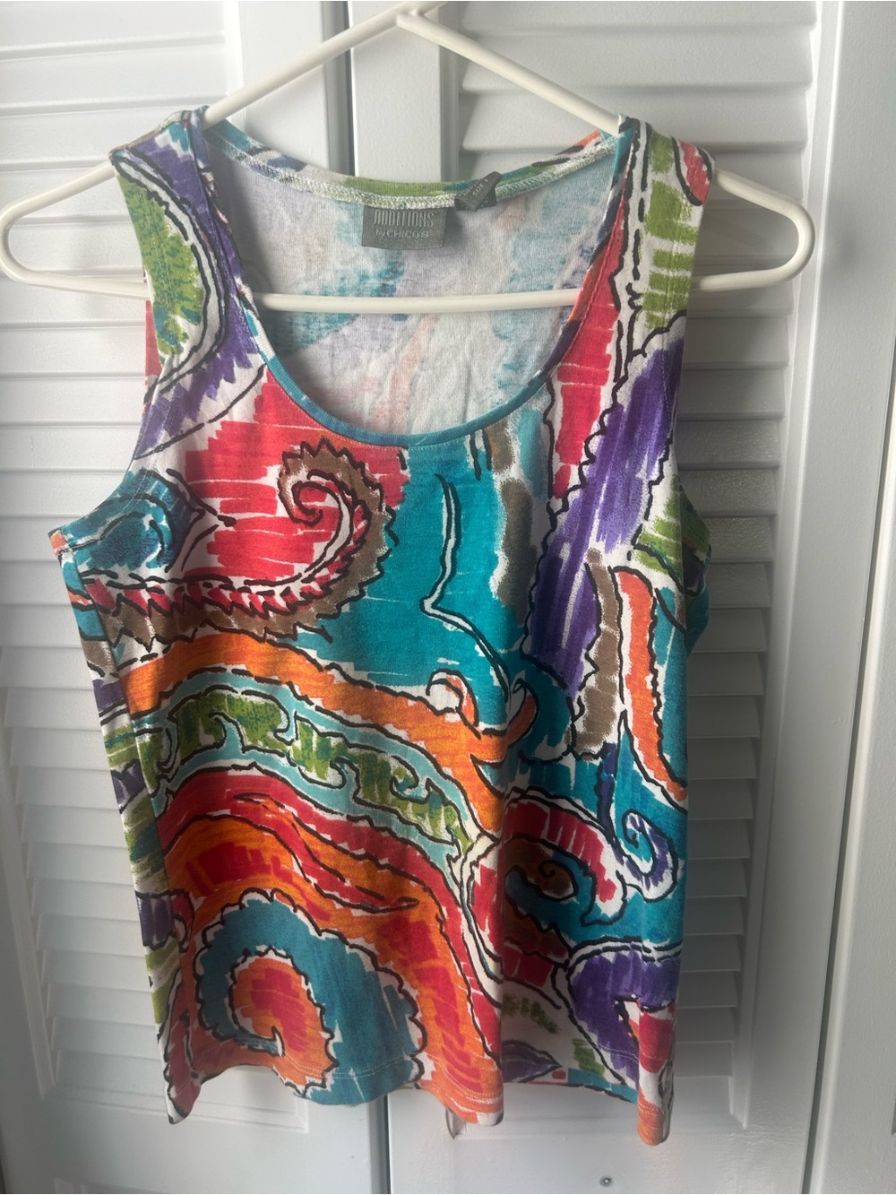 Additions by Chicos Bright Multi-Color Sleeveless Tank Top by Notations